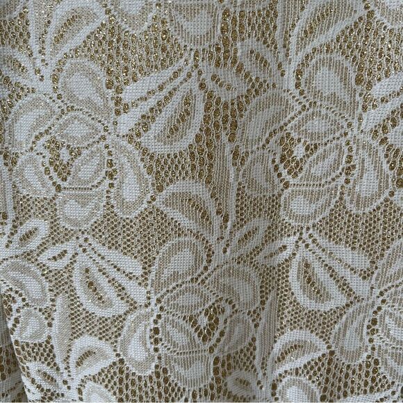 Chetta B Gold Cream Sparkly Lace Shift Dress - Picture 6 of 6